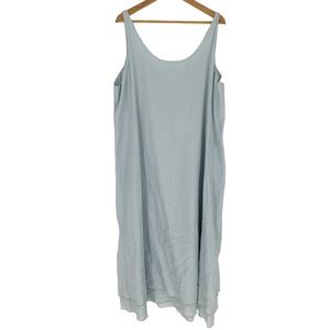 Eileen Fisher Light Blue 100%  Irish Handkerchief Linen Midi Dress size XL NWT